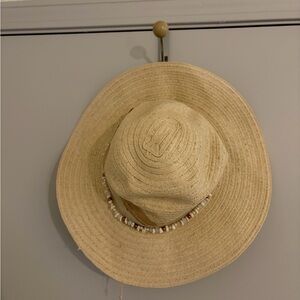 Altar'd State Tan Straw Hat with Beaded Band